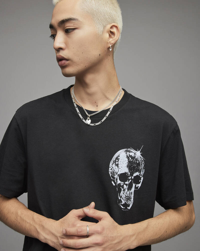 Allsaints Mirrorskull Crew T-shirt Herr Svarta | SE.MG214X-451