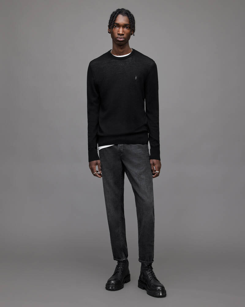 Allsaints Mode Merino Crew Jumper Stickat Herr Svarta | SE.MK129D-5