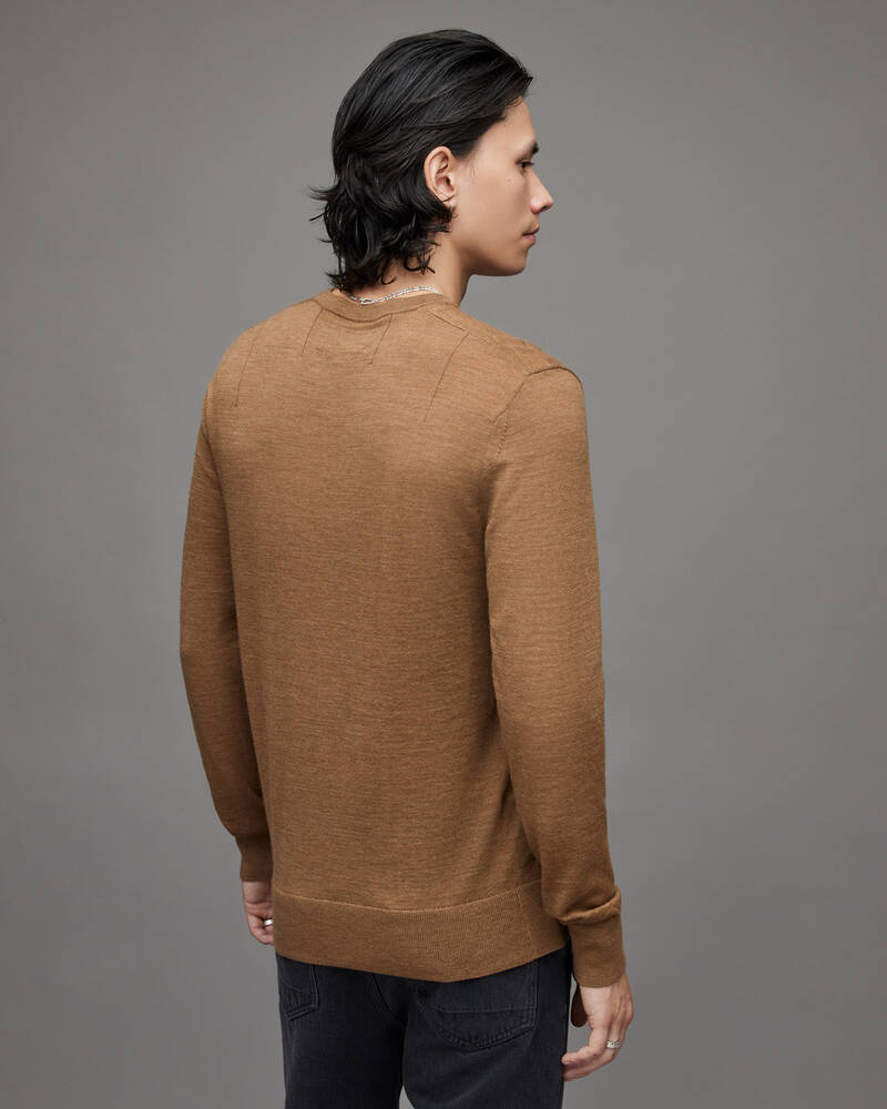 Allsaints Mode Merino Crew Jumper Stickat Herr Orange Bruna | SE.MK147X-8044