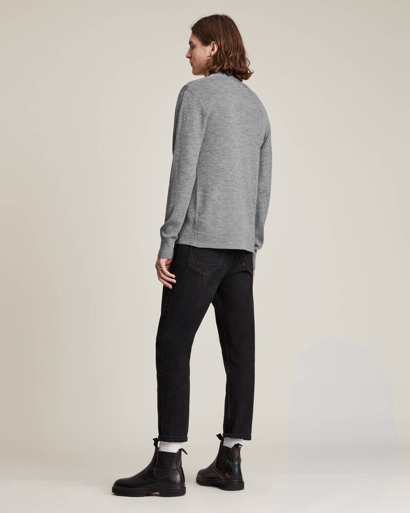 Allsaints Mode Merino Open Cardigan Stickat Herr Grå | SE.MK002D-107