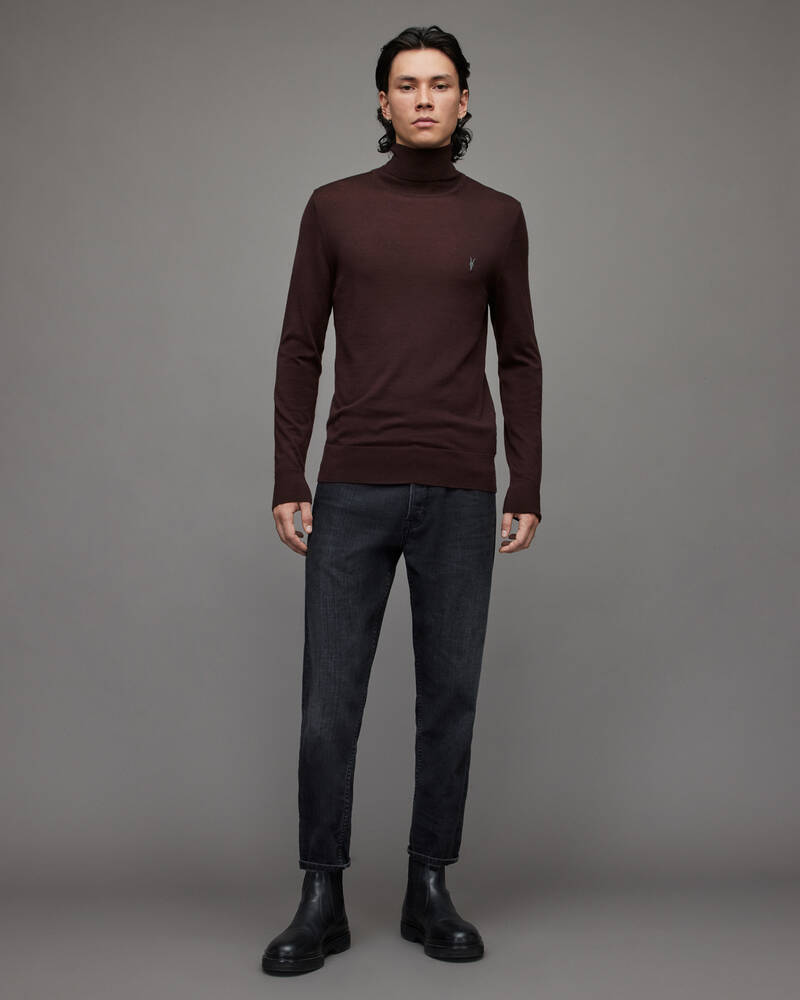 Allsaints Mode Merino Roll Neck Jumper Stickat Herr Röda | SE.MK163X-7946