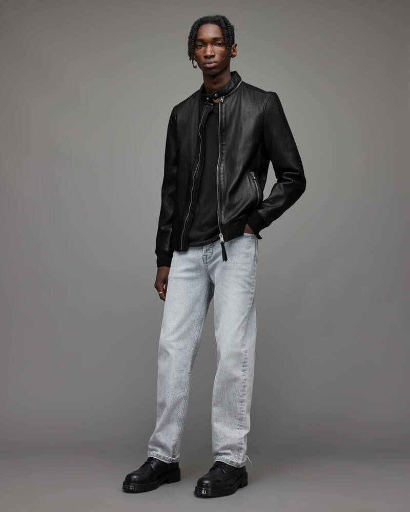 Allsaints Morris Läder Bomber Jacka Herr Svarta | SE.ML080X-5