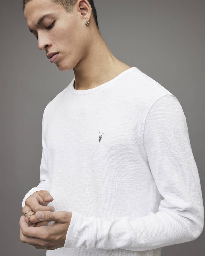 Allsaints Muse Long Sleeve Crew T-shirt Herr Vita | SE.MD021R-437