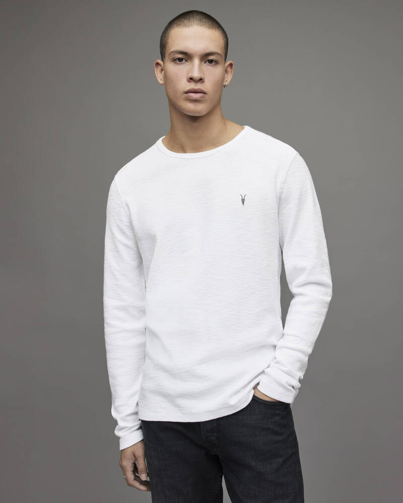 Allsaints Muse Long Sleeve Crew T-shirt Herr Vita | SE.MD021R-437