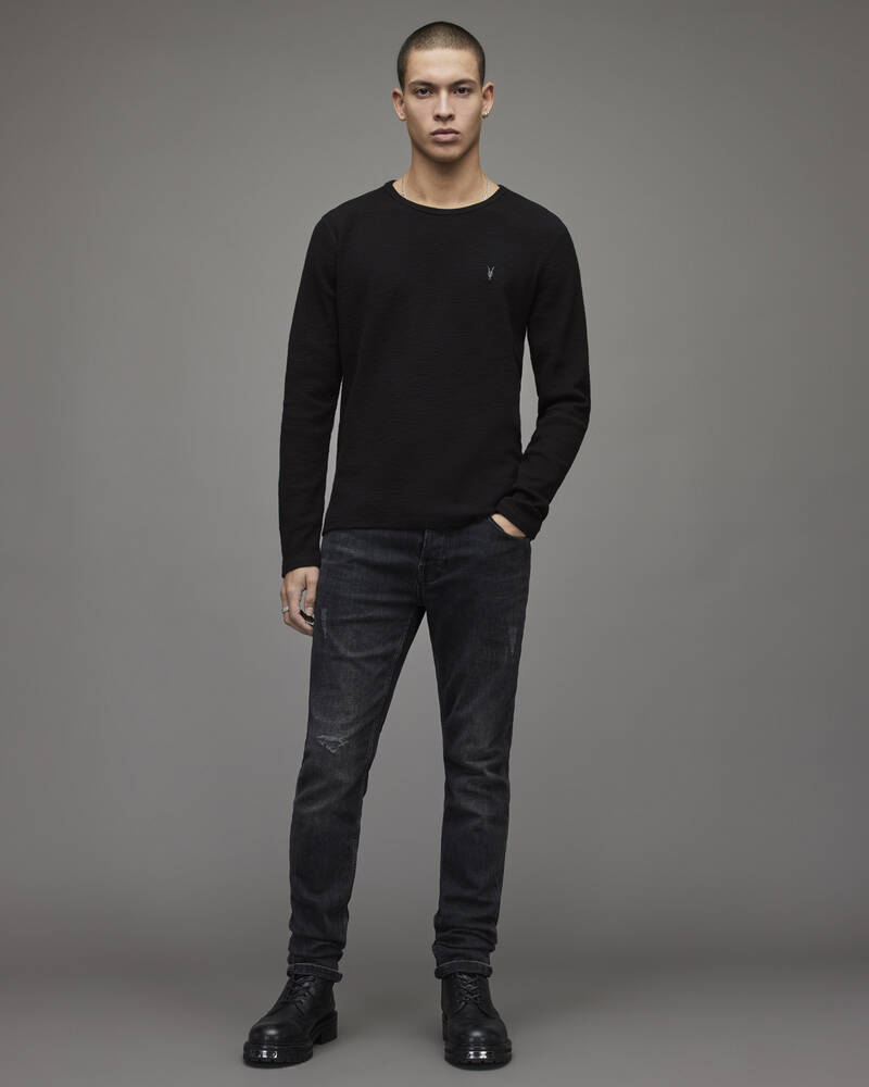 Allsaints Muse Long Sleeve Crew T-shirt Herr Svarta | SE.MD021R-451