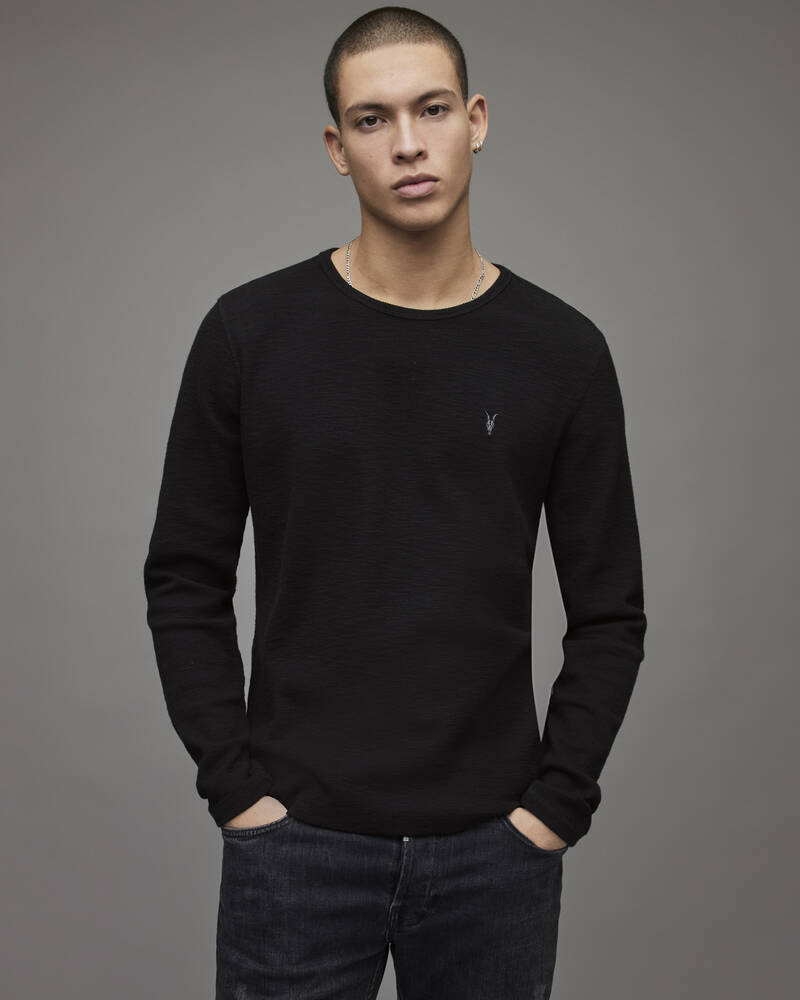 Allsaints Muse Long Sleeve Crew T-shirt Herr Svarta | SE.MD021R-451