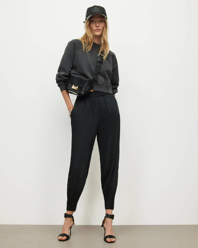 Allsaints Nala Mid Rise Tapered Långbyxor Dam Svarta | SE.WP010X-5