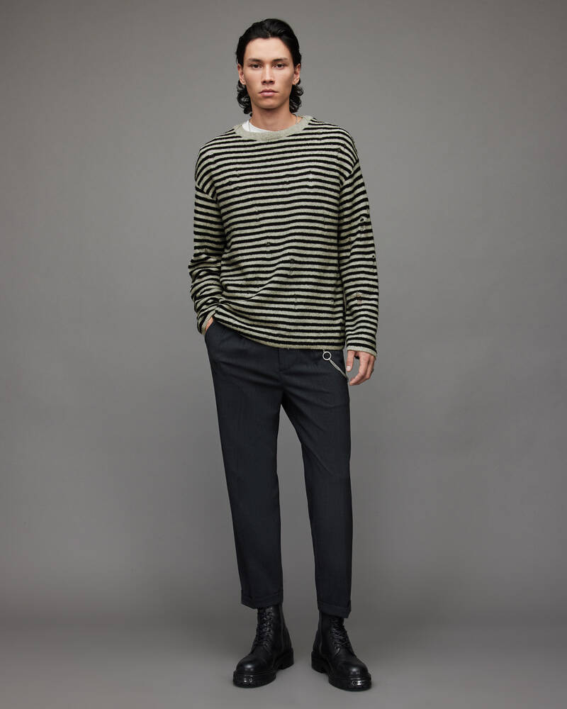 Allsaints Park Randig Jumper Stickat Herr Grå Svarta | SE.MK029X-232