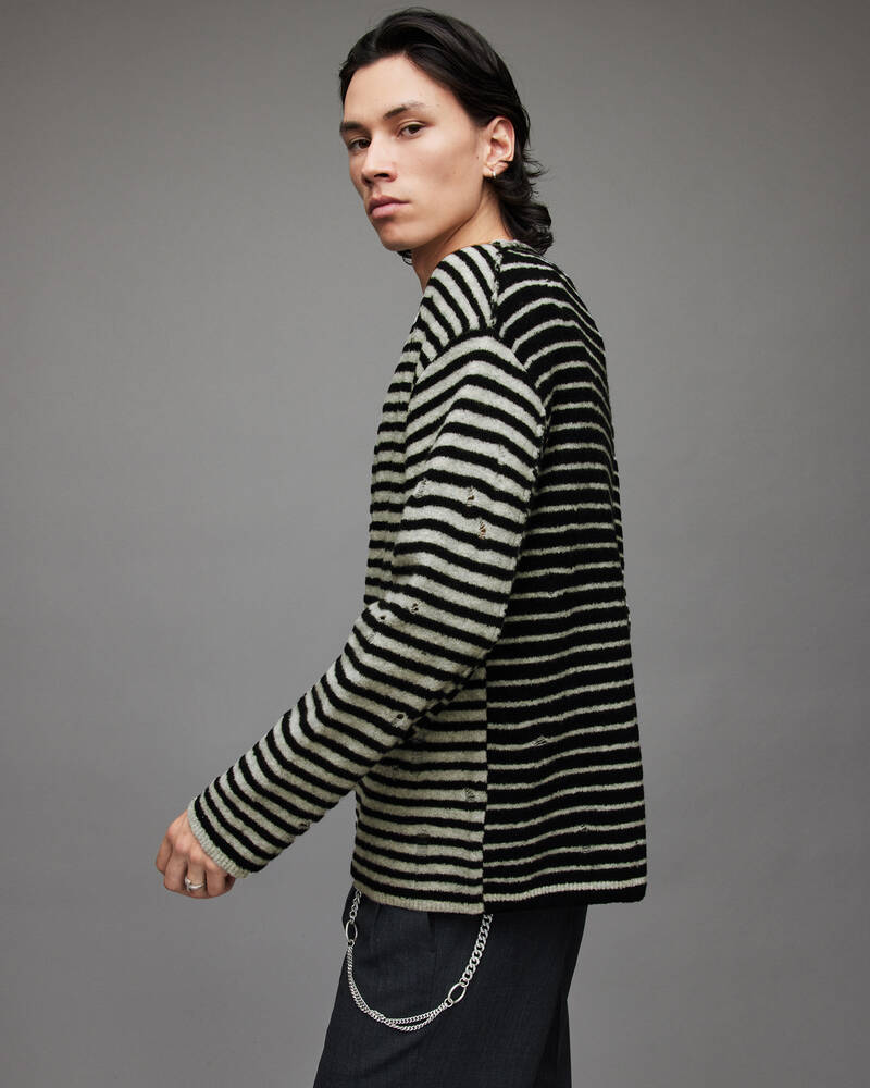 Allsaints Park Randig Jumper Stickat Herr Grå Svarta | SE.MK029X-232