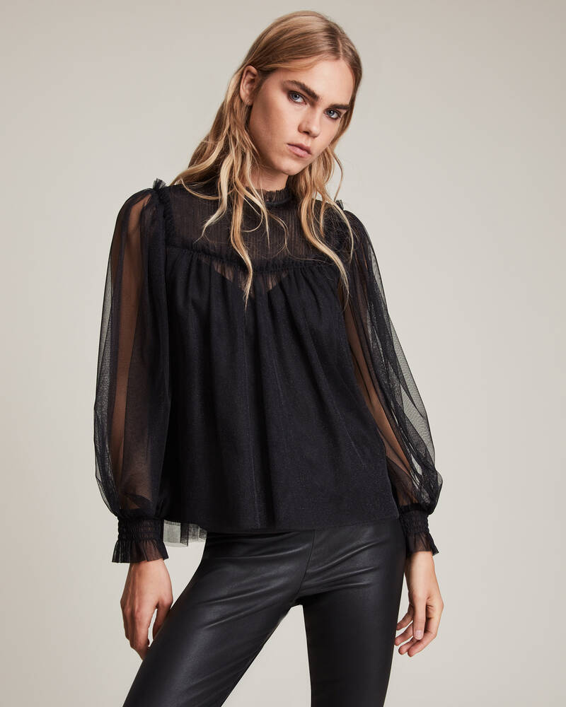 Allsaints Perri Tulle Blast Dam Metal Svarta | SE.WM271V-7133