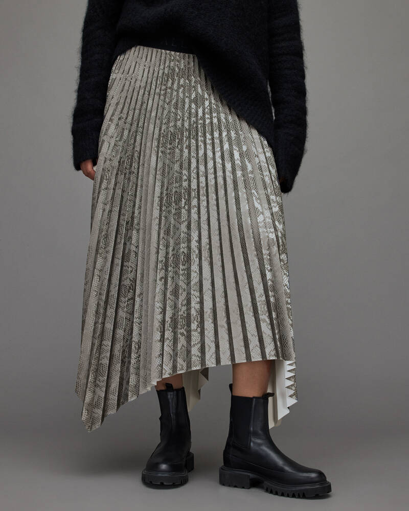 Allsaints Phia Snake Maxi Kjolar Dam Silver | SE.WS018V-34