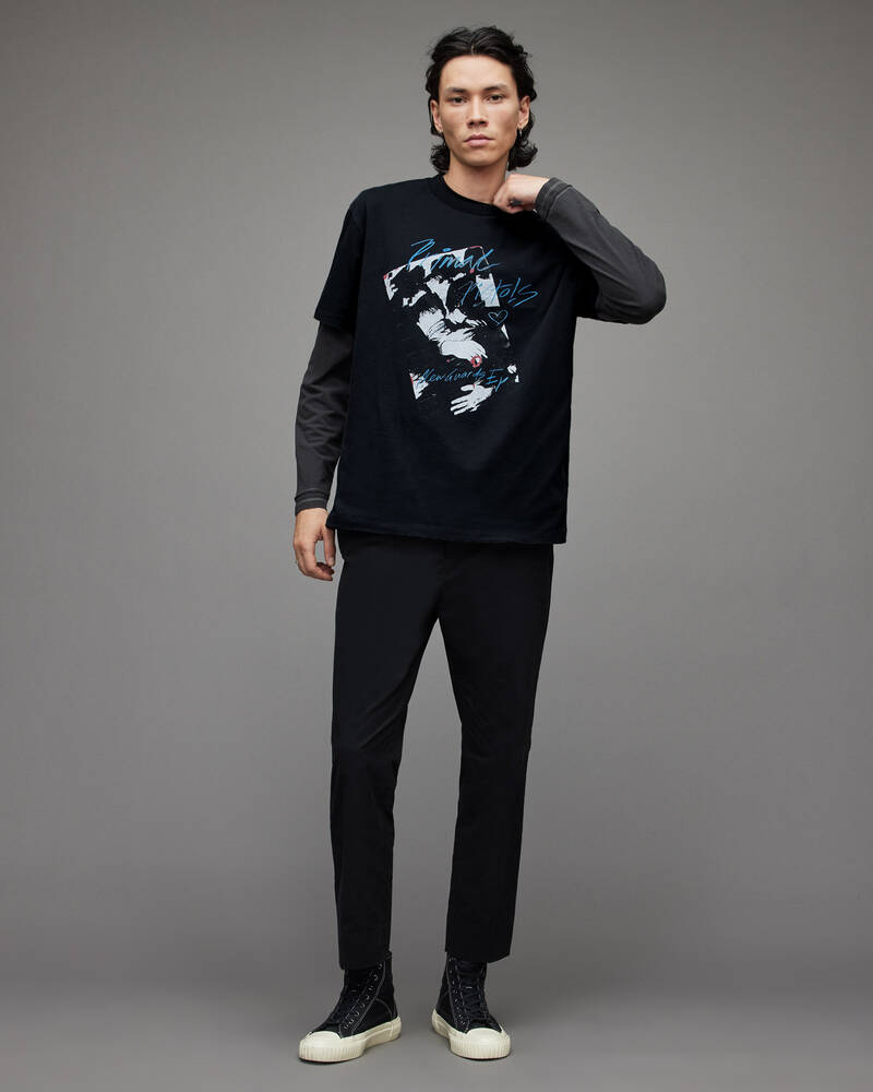 Allsaints Prima Crew T-shirt Herr Svarta | SE.MG049X-162