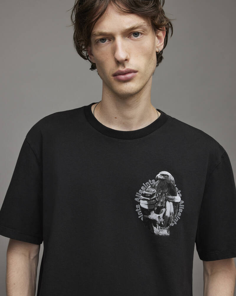 Allsaints Quill Crew T-shirt Herr Svarta | SE.MG027X-162