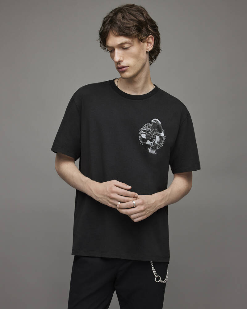 Allsaints Quill Crew T-shirt Herr Svarta | SE.MG027X-162