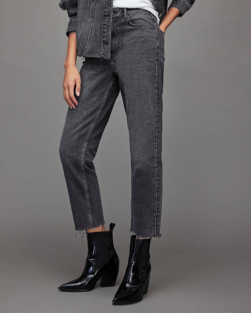 Allsaints Rali High Rise Relaxed Diamante Jeans Dam Svarta | SE.WE023X-162