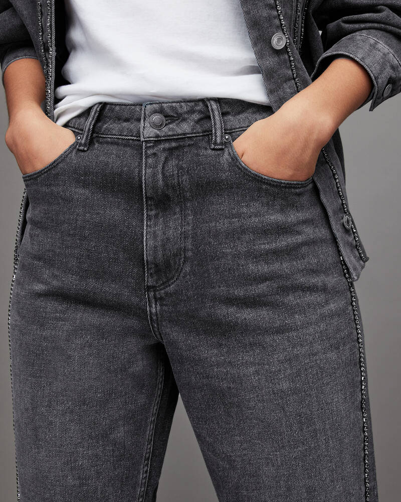 Allsaints Rali High Rise Relaxed Diamante Jeans Dam Svarta | SE.WE023X-162