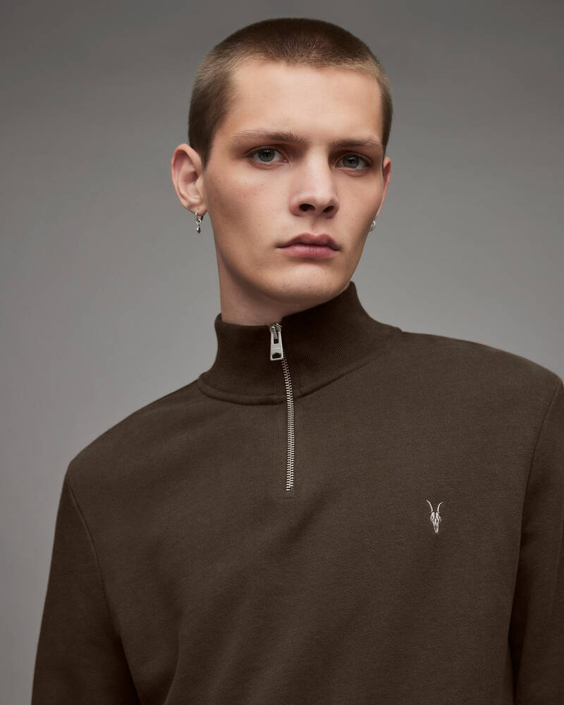 Allsaints Raven Half Zip Funnel Neck Tröjor Herr Bruna | SE.MF046X-7806