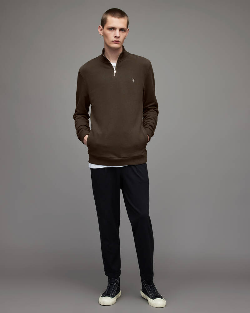 Allsaints Raven Half Zip Funnel Neck Tröjor Herr Bruna | SE.MF046X-7806