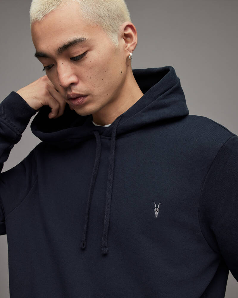 Allsaints Raven Pullover Hoodie Herr Mörkblå | SE.MF081X-6727