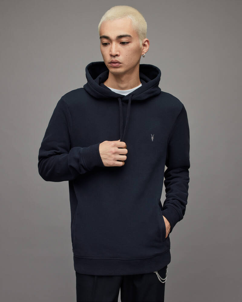 Allsaints Raven Pullover Hoodie Herr Mörkblå | SE.MF081X-6727