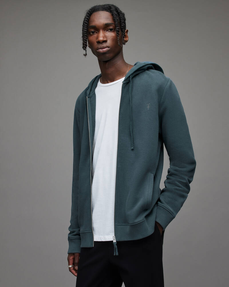 Allsaints Raven Zip Hoodie Herr Grå Blå | SE.MF045X-4777