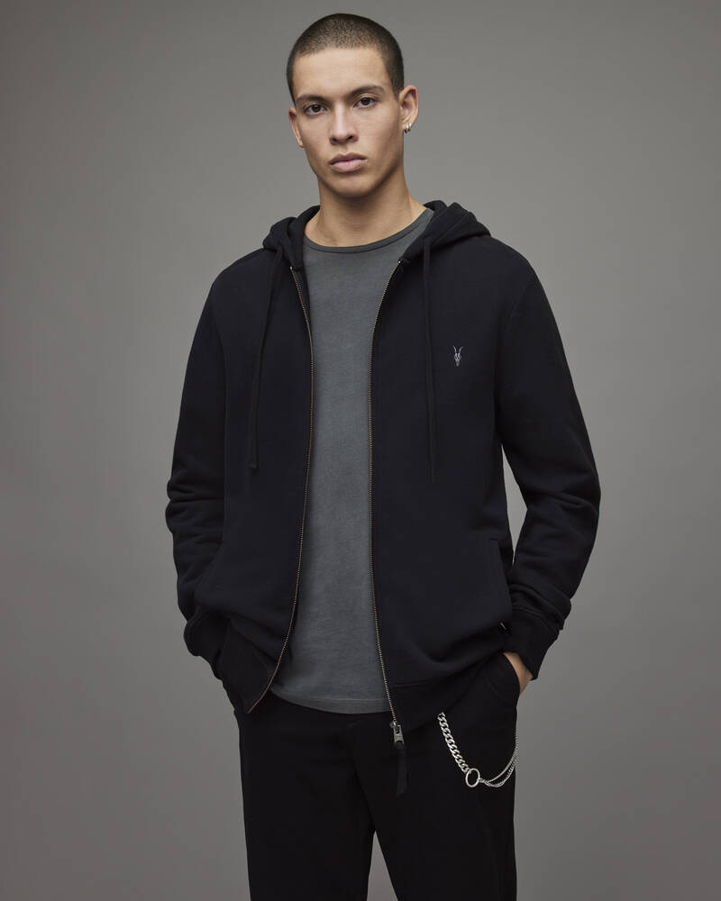 Allsaints Raven Zip Hoodie Herr Svarta | SE.MF047K-5