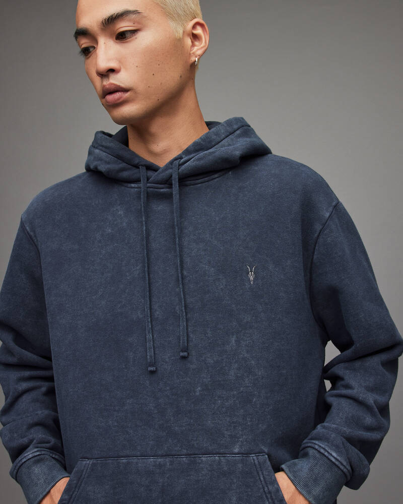 Allsaints Saka Pullover Hoodie Herr Blå | SE.MF017X-7821