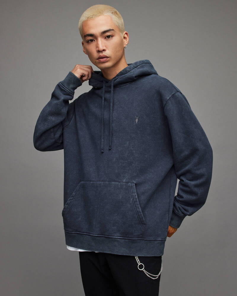 Allsaints Saka Pullover Hoodie Herr Blå | SE.MF017X-7821