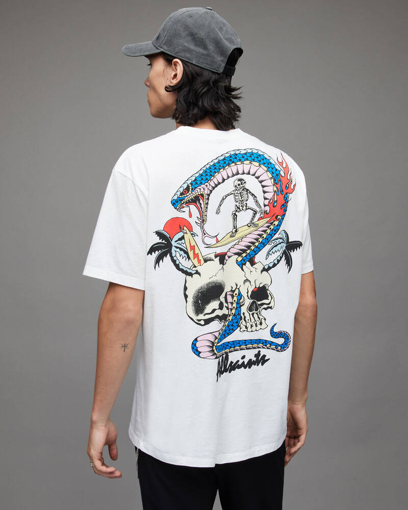 Allsaints Snakepit Crew T-shirt Herr Vita | SE.MG219W-437