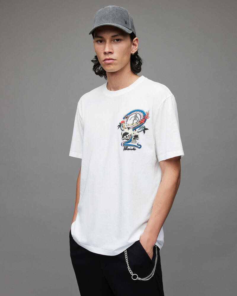 Allsaints Snakepit Crew T-shirt Herr Vita | SE.MG219W-437