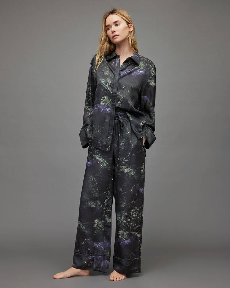 Allsaints Sofi Kim Silk Blend Pyjama Nattkläder Dam Gröna | SE.WX017X-5406