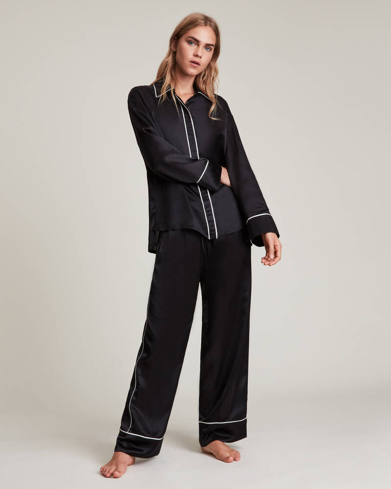 Allsaints Sofi Silk Blend Pyjama Nattkläder Dam Svarta | SE.WX006V-5