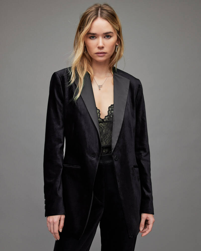 Allsaints Sofia Velvet Blazer Jacka Dam Blå | SE.WT033X-3867