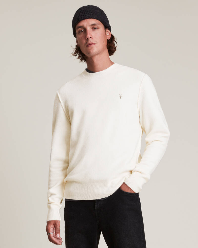 Allsaints Statten Crew Jumper Stickat Herr Grå Bruna | SE.MK019V-6968