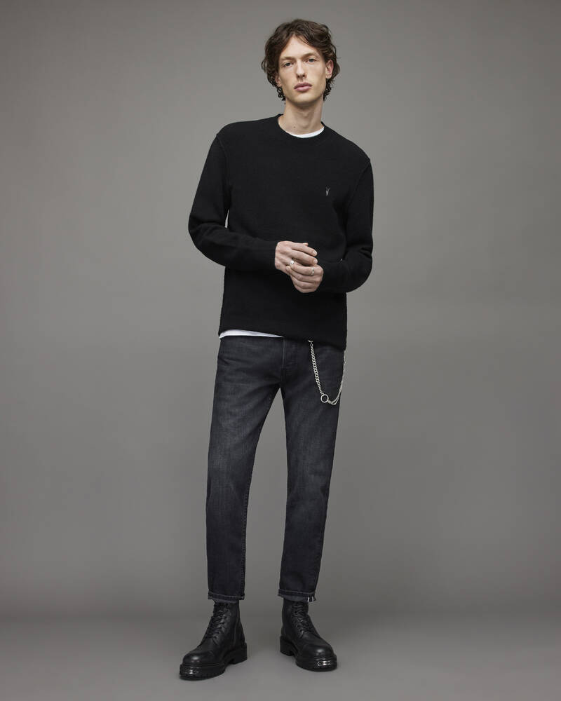 Allsaints Statten Crew Jumper Stickat Herr Svarta | SE.MK082V-5