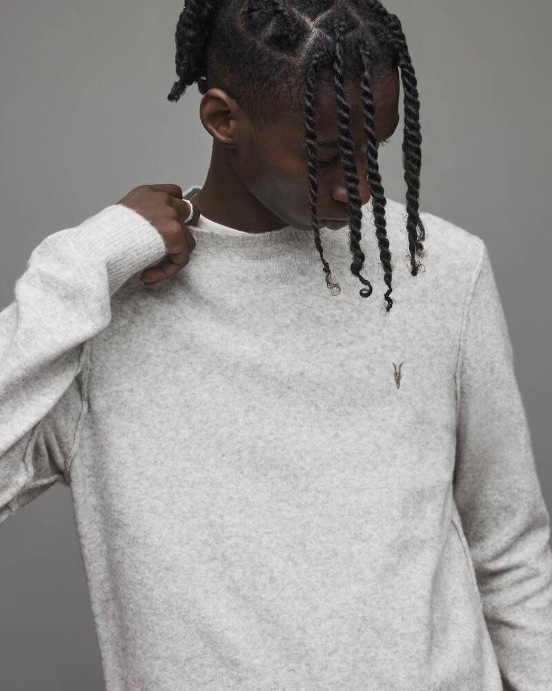 Allsaints Statten Crew Jumper Stickat Herr Grå | SE.MK181X-7152