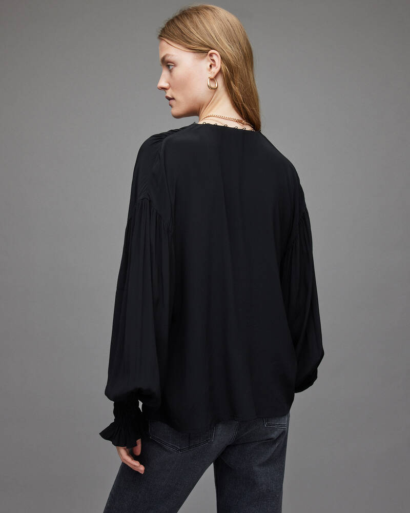 Allsaints Stella Blouse Blast Dam Svarta | SE.WM235X-5