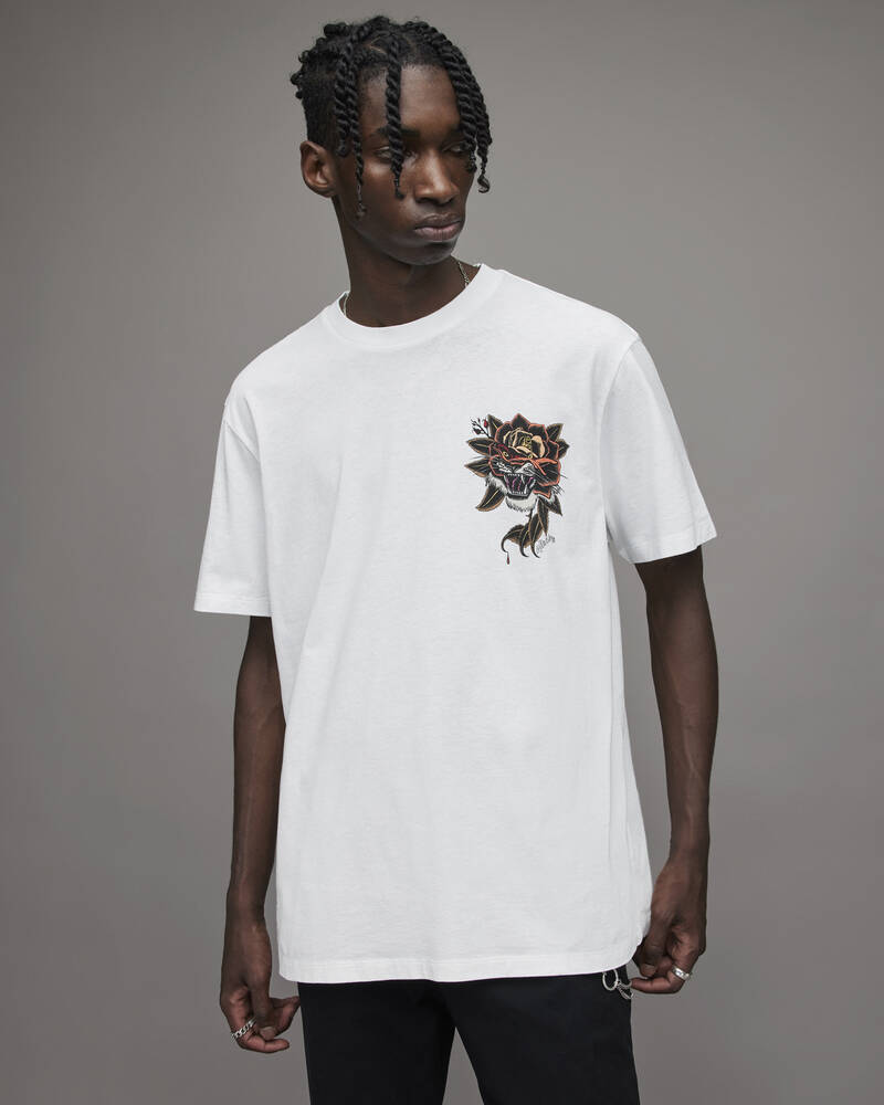 Allsaints Tiger Rose Crew T-shirt Herr Vita | SE.MG255X-437