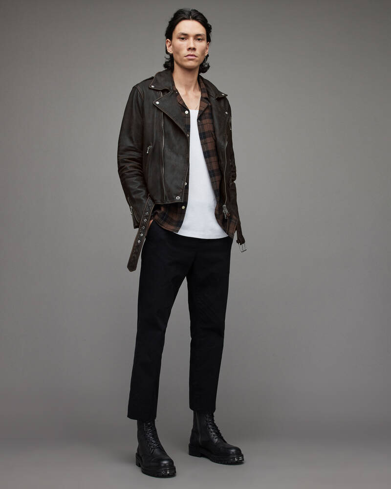 Allsaints Torren Läder Biker Jacka Herr Bruna | SE.ML078X-6