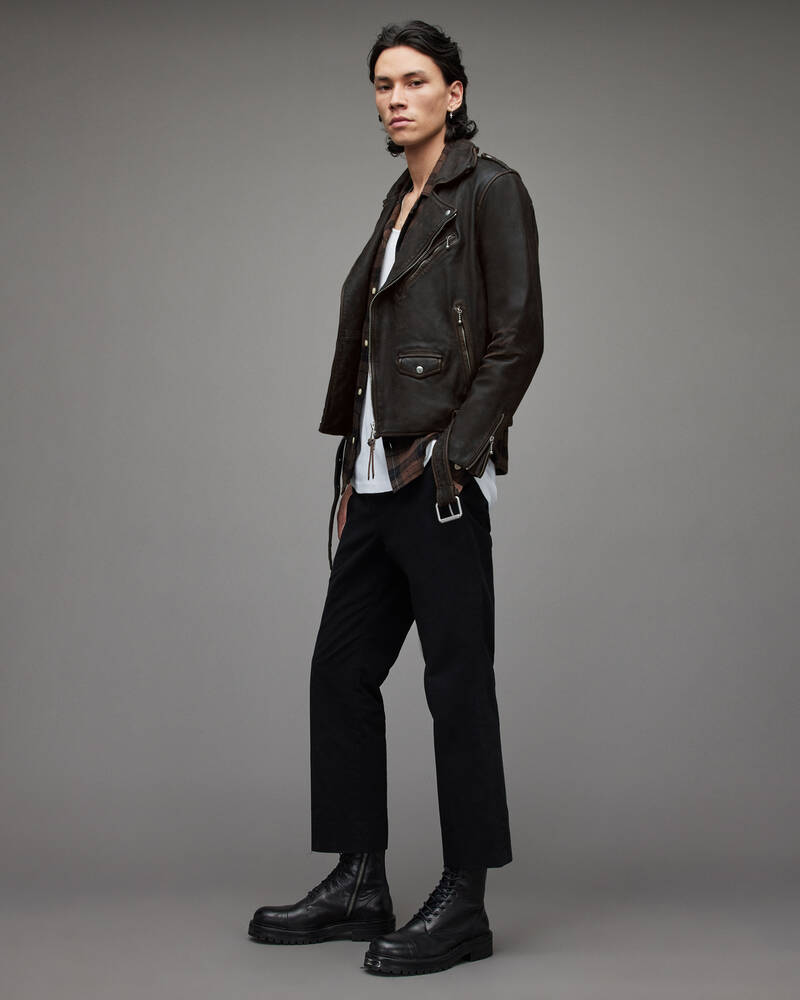 Allsaints Torren Läder Biker Jacka Herr Bruna | SE.ML078X-6