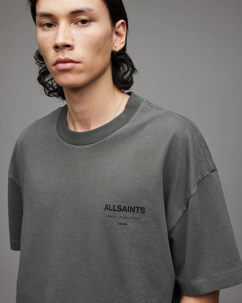 Allsaints Underground Crew T-shirt Herr Grå | SE.MG340X-7822