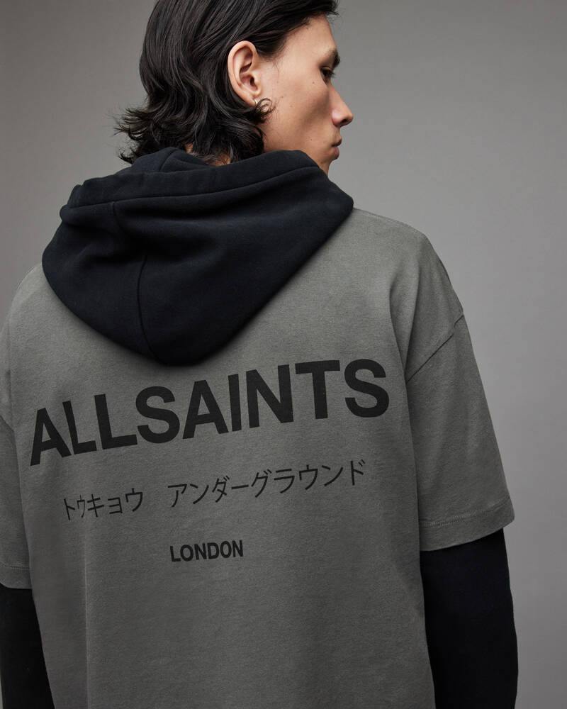 Allsaints Underground Crew T-shirt Herr Grå | SE.MG340X-7822