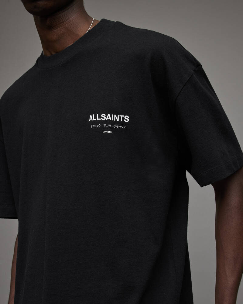 Allsaints Underground Crew T-shirt Herr Svarta | SE.MG386W-451