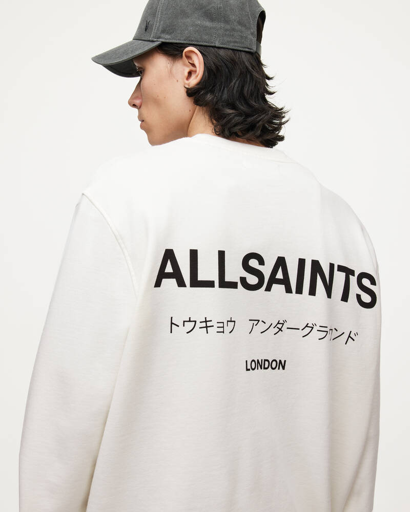 Allsaints Underground Crew Tröjor Herr Vita | SE.MG343X-7266