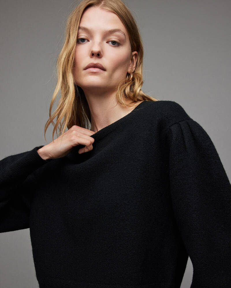 Allsaints Vika Boiled Jumper Stickat Dam Svarta | SE.WK022X-5