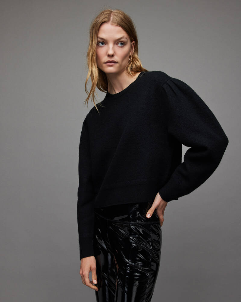 Allsaints Vika Boiled Jumper Stickat Dam Svarta | SE.WK022X-5