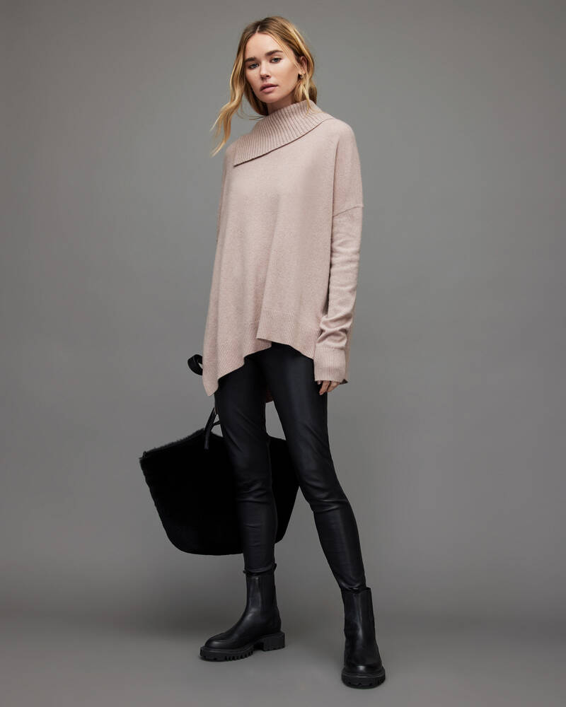 Allsaints Whitby Cashmere Ull Jumper Stickat Dam Rosa | SE.WK011X-6037