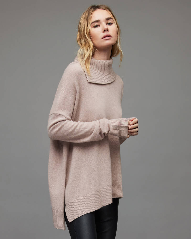 Allsaints Whitby Cashmere Ull Jumper Stickat Dam Rosa | SE.WK011X-6037