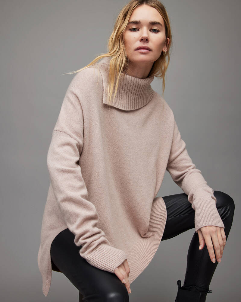 Allsaints Whitby Cashmere Ull Jumper Stickat Dam Rosa | SE.WK011X-6037