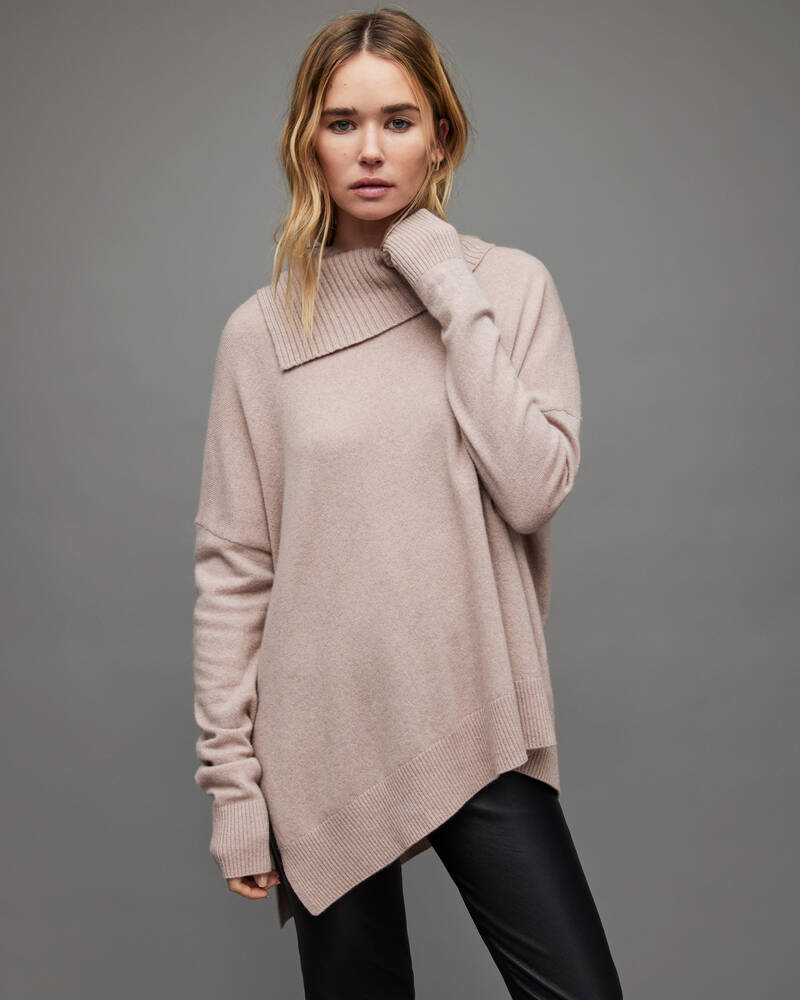 Allsaints Whitby Cashmere Ull Jumper Stickat Dam Rosa | SE.WK011X-6037